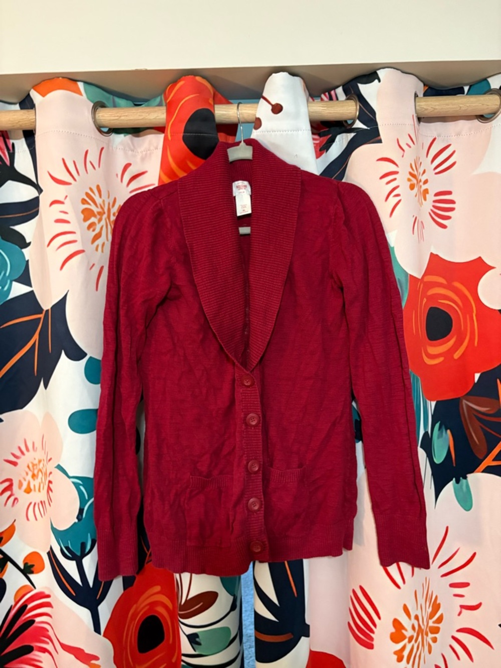 Mossimo Supply Co. Ribbed Shawl Collar Cardigan in Berry Red